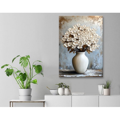 Klasik Çiçekli Vazo Kanvas Tablo