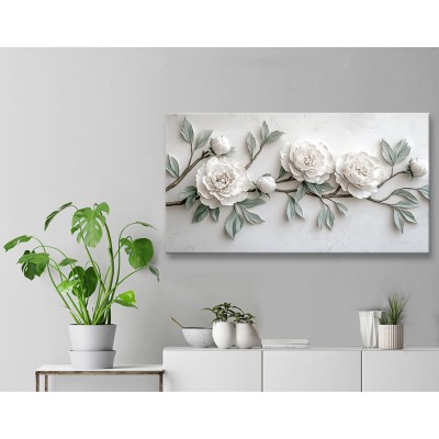 Yeşil ve Beyazın Uyumu Kanvas Tablo