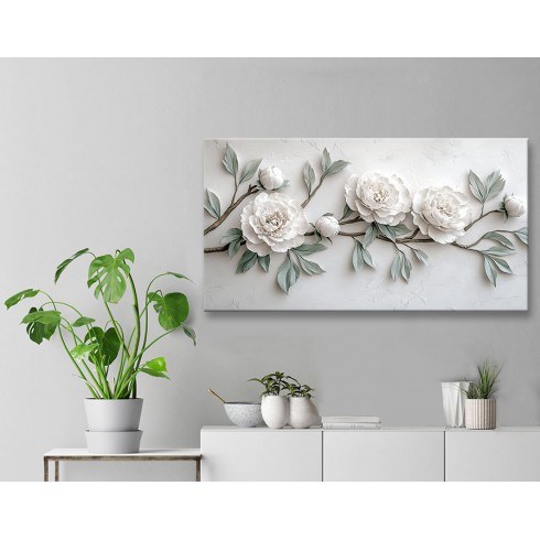 Yeşil ve Beyazın Uyumu Kanvas Tablo