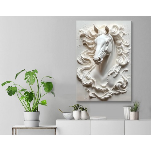 Beyaz Atın Güzelliği Kanvas Tablo