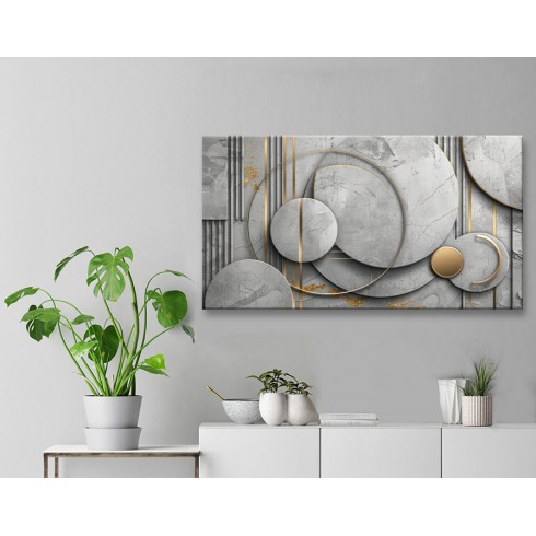 Gold Gri Desenler Kanvas Tablo