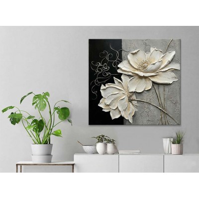 Doku Görünümlü Çiçekler Kanvas Tablo