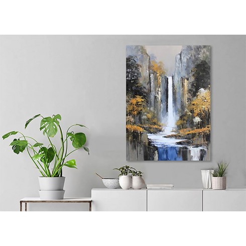 Soyut Şelale Dikey Kanvas Tablo