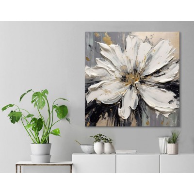 Soyut Boyutlu Papatya Kare Kanvas Tablo  