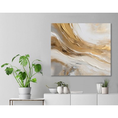 Altın Akışı Kare Kanvas Tablo