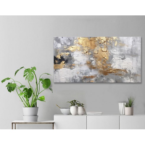 Soyut Gri Gold Modern Kanvas Tablo