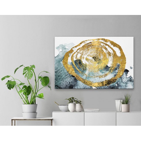 Soyut Gold Ağaç İzi Kanvas Tablo