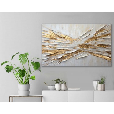Altın ve Beyazı Uyumu Kanvas Tablo