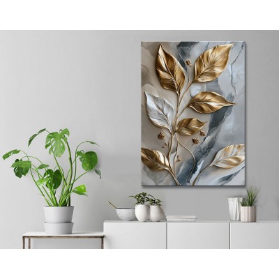 Gold Yapraklar Kanvas Tablo