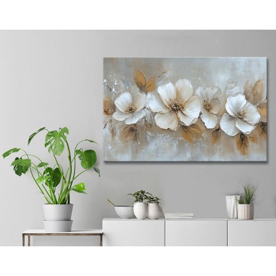 Yatay Boyutlu Çiçekler Kanvas Tablo