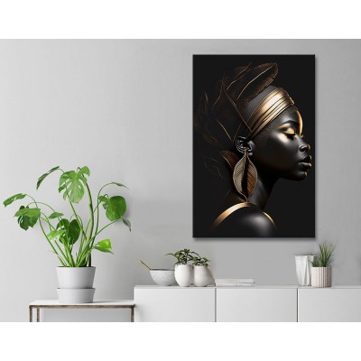 Gold Afrikalı Kadın Kanvas Tablo