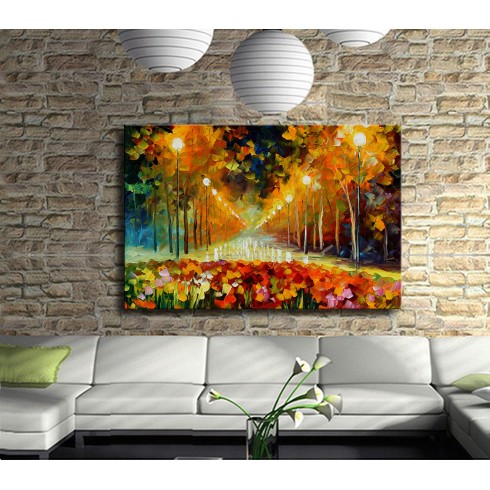 Parkta Gece Manzarası Kanvas Tablo