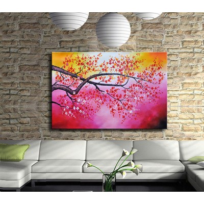 Pembe Bahar Kanvas Tablo