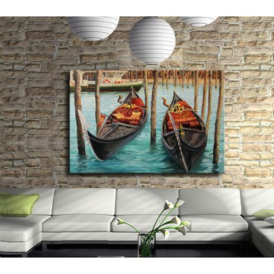 Gondollor ve İskeleleri Kanvas Tablo
