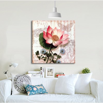 Sade Çiçekler Kare Kanvas Tablo