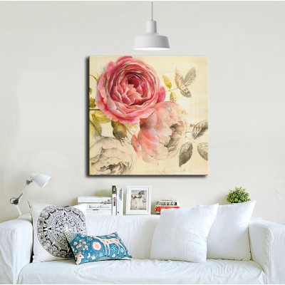 Üç Gül Goncası Kare Kanvas Tablo