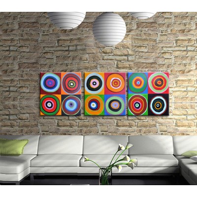 Renkli Hareler Soyut Modern 3 Parça Kanvas Tablo 