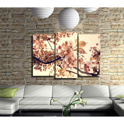 Bahar Dalı 3 Parçalı Kanvas Tablo
