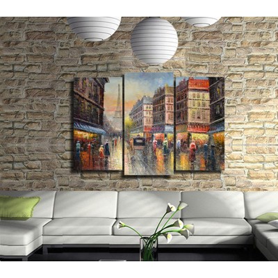 Paris 3 Parçalı Kanvas Tablo