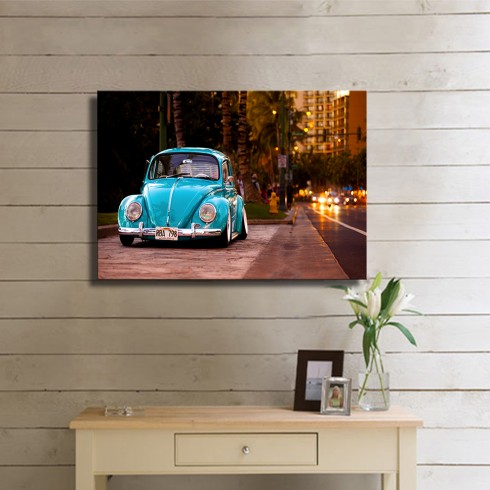 Vosvos Klasik Mavi Volkswagen Kanvas Tablo