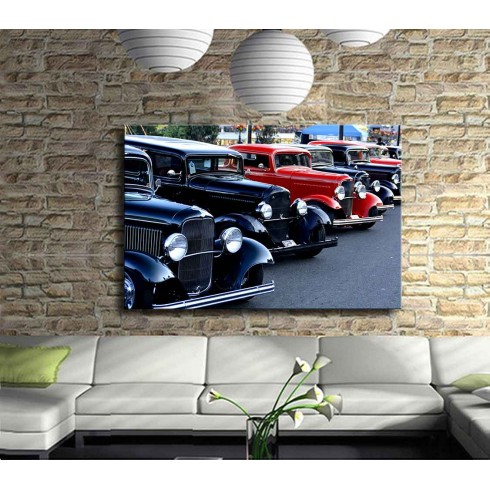 Klasik Araba Galerisi Kanvas Tablo 