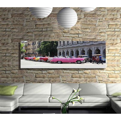 Klasikler Otoparkta Panoramik Kanvas Tablo