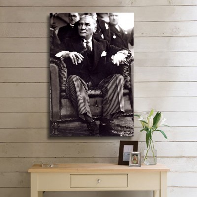 Atatürk Siyah Beyaz Resim Kanvas Tablo 