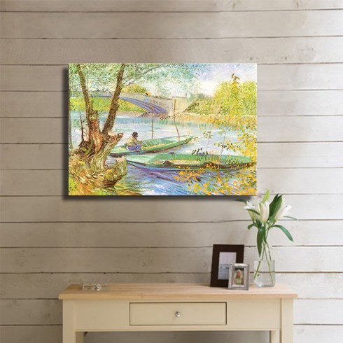 Vincent Van Gogh Fishing in The Spring, Pont de Clichy Kanvas Tablo