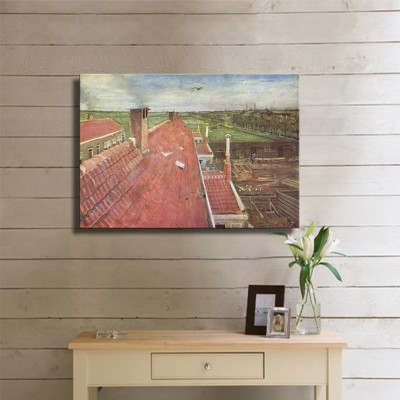 Vincent Van Gogh Rooftops Kanvas Tablo