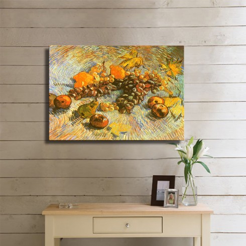 Vincent Van Gogh Still Life With Apples Pears Lemons and Grapes Kanvas Tablo