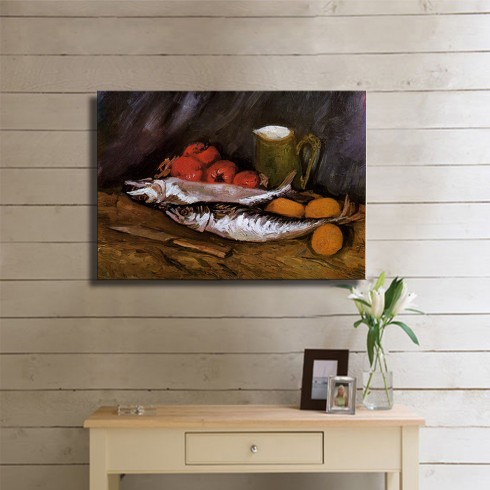 Vincent Van Gogh Still Life With Mackerels Lemons and Tomatoes Kanvas Tablo