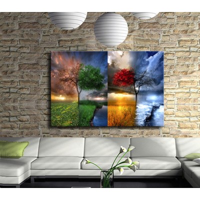 İlkbahar Yaz Sonbahar Kış Dört Mevsim Kanvas Tablo