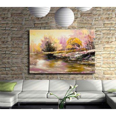 Meşe Ağaçlı Orman Kanvas Tablo