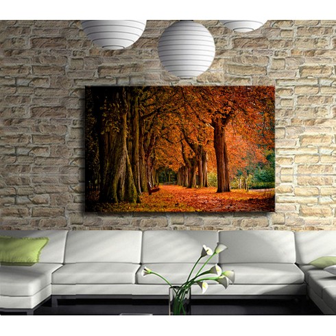 Sararmış Yapraklar Sonbahar Manzarası Kanvas Tablo