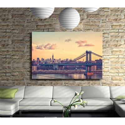 Manhattan Köprüsüne Sabah Doğuyor Kanvas Tablo 