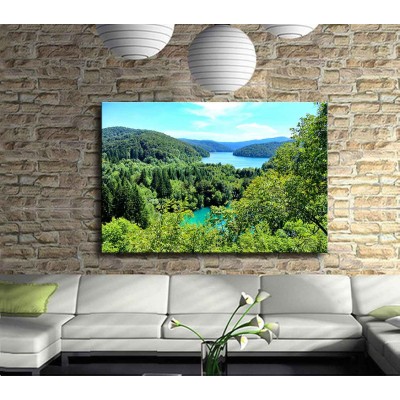 Yeşil Ormanlar Temiz Sular Kanvas Tablo