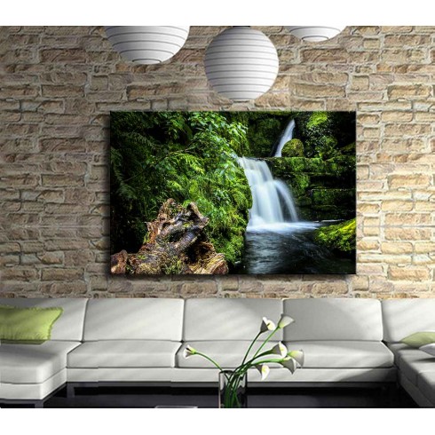 Yeşil Orman ve Şelalesi Kanvas Tablo
