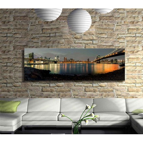 Brooklyn Köprüleri Panoramik Kanvas tablo