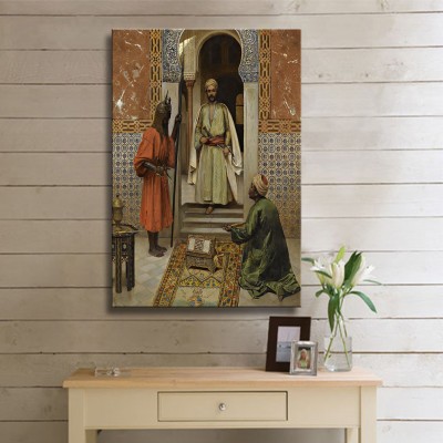 Sedef Sandıkta Gelen Hediye Dikey Oryantal Kanvas Tablo