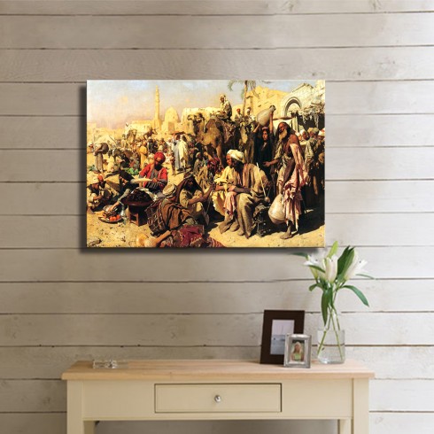 Kudüs Pazar Oryantal Kanvas Tablo
