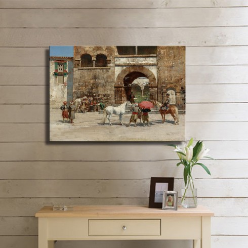 Şemsiyeli Adam Oryantal Kanvas Tablo