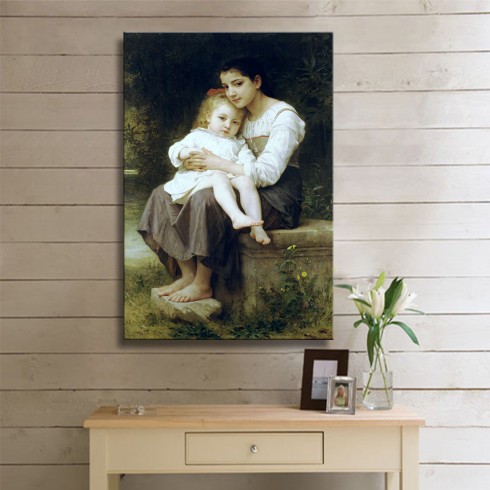 William Adolphe Bouguereau Big Sis Kanvas Tablo William Adolphe Bouguereau Big Sis Kanvas Tablo