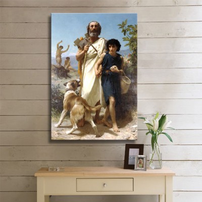 William Adolphe Bouguereau Homer and His Guide Kanvas Tablo