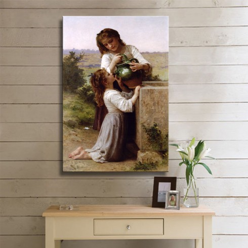 William Adolphe Bouguereau At The Fountain Kanvas Tablo