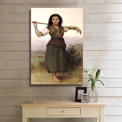 William Adolphe Bouguereau The Shepherdess Kanvas Tablo