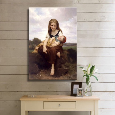 William Adolphe Bouguereau The Elder Sister Kanvas Tablo