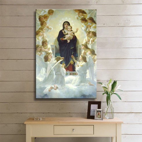 William Adolphe Bouguereau The Virgin with Angels Kanvas Tablo William Adolphe Bouguereau The Virgin with Angels Kanvas Tablo