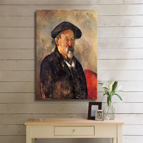 Paul Cezanne Self Portrait with Beret Kanvas Tablo Paul Cezanne Self Portrait with Beret Kanvas Tablo