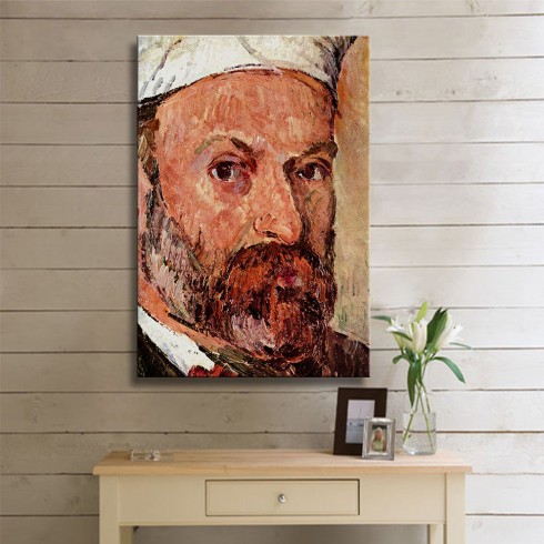 Paul Cezanne Self Portrait in A White Cap Kanvas Tablo