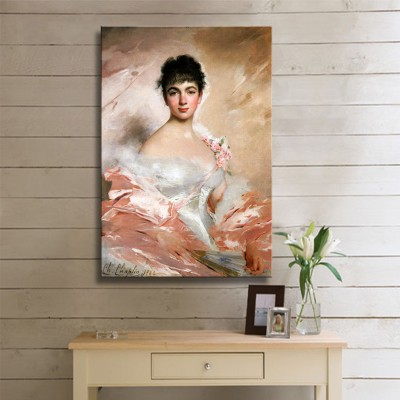 Charles Joshua Chaplin Woman in Pink Kanvas Tablo